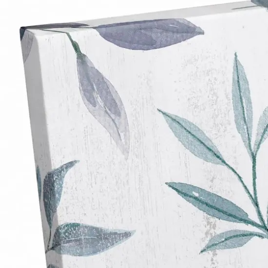 Blue Floral Grateful Thankful Blessed Canvas Wall Art {4}