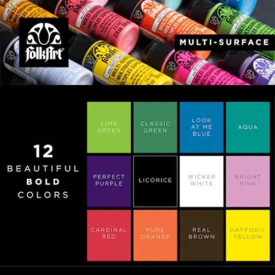 FolkArt&reg; Satin Acrylic Craft Paint 12 Color Set {3}