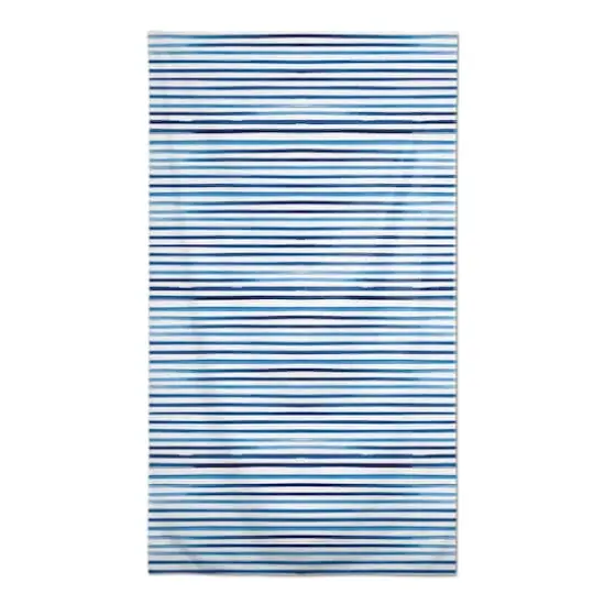 102" Blue Watercolor Stripes Tablecloth {3}