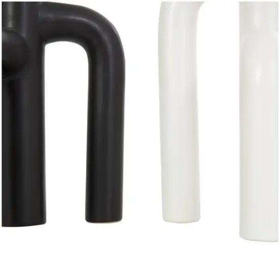 CosmoLiving by Cosmopolitan 10" Black & White Ceramic Abstract 3-Arch Vase Set {9}