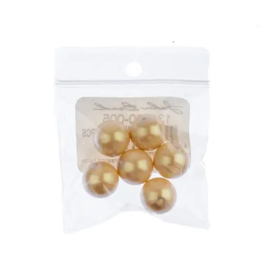 Preciosa Maxima 12mm Pearlescent Round Nacre Pearl, 6ct. Yellow {3}