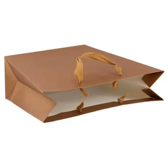 JAM Paper Metallic Copper Matte Trapezoid Gifts Bags, 100ct. {5}