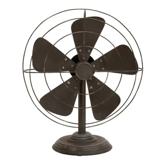 18" Black Metal Fan Vintage Sculpture {1}