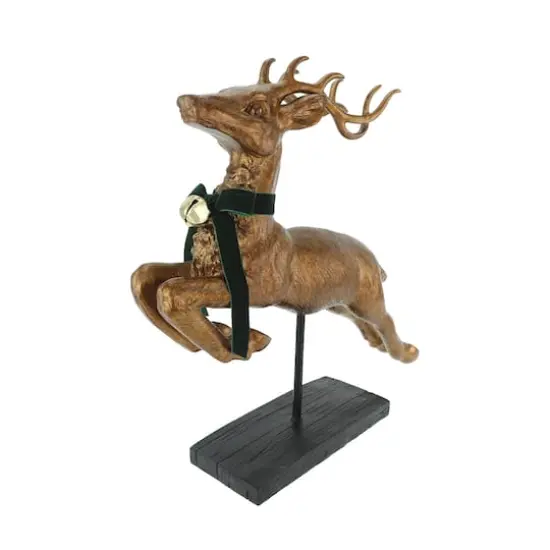 21" Antique Copper Leaping Reindeer with Bell Tabletop D&eacute;cor by Ashland&reg; {1}