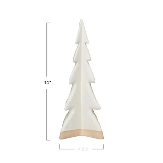 Hello Honey&reg; 11" Cream Decorative Stoneware Tree with Reactive Glaze {4}