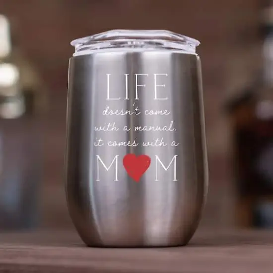 11oz. Silver Life Comes With A Mom Wine Tumbler {3}