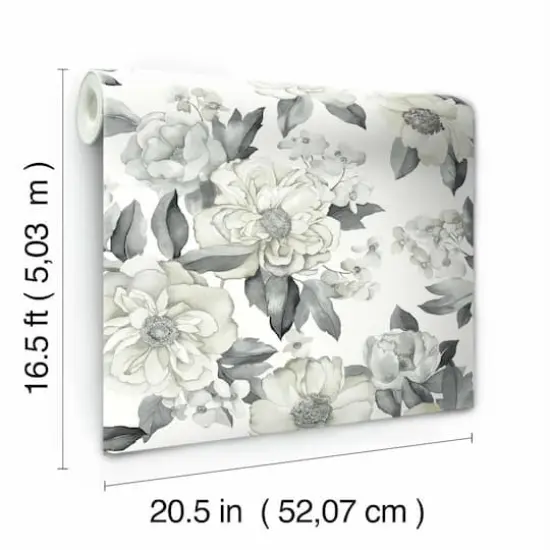 RoomMates Watercolor Floral Bouquet Peel & Stick Wallpaper Gray {9}