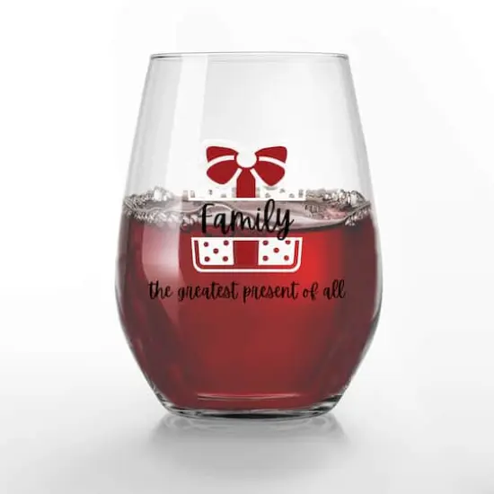 Family is the Greatest Present 15oz. Printed Stemless Wine Glass {3}