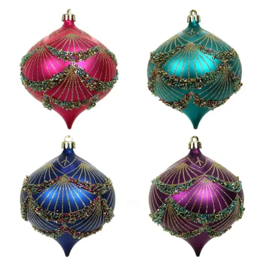 4 Pack 4.7" Jewels & Jolly Shatterproof Onion Ornaments by Ashland&reg; {1}