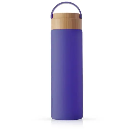 JoyJolt&reg; 20oz. Glass Water Bottle with Carry Strap & Non Slip Silicone Sleeve Purple {1}