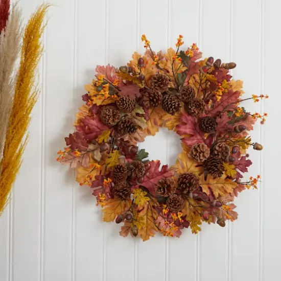 24" Oak Leaf, Acorn & Pine Wreath {4}