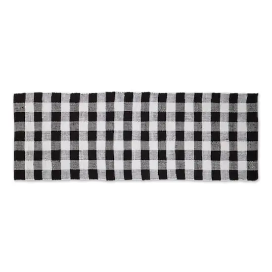 DII&reg; Buffalo Check Rag Rug, 2.25ft. x 6ft. Black {1}