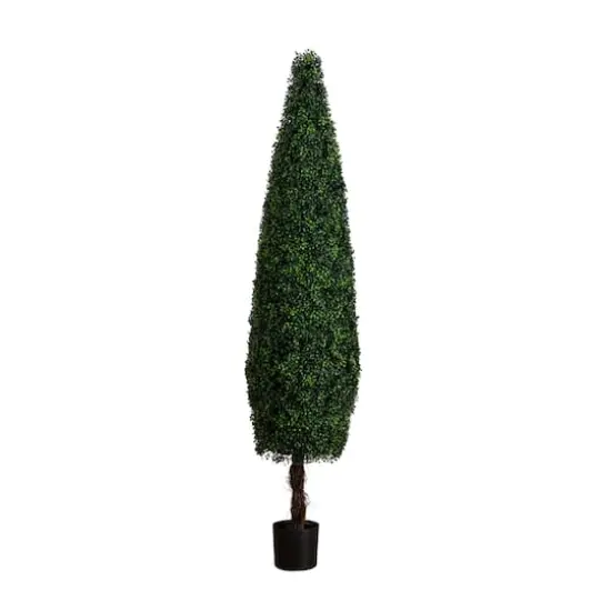 7ft. UV-Resistant Potted Boxwood Topiary Cone Tree {1}