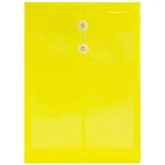 JAM Paper Legal Size Plastic Envelopes with Button & String Tie Closure, 12ct. Yellow {1}