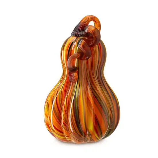 Glitzhome&reg; 8.5" Multi Striped Glass Gourd {9}