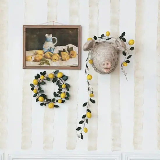 Hello Honey&reg; 16" Hand-Painted Lemon & Leaves Metal Wreath {3}