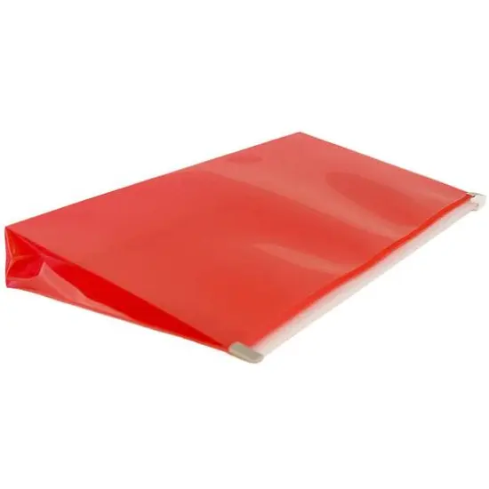 JAM Paper 5'' x 10'' Clear Plastic Pencil Pouch with Zip Closure, 12ct. Red {5}
