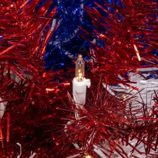 6ft. Pre-Lit Americana Tinsel Artificial Christmas Tree, Clear Lights {7}