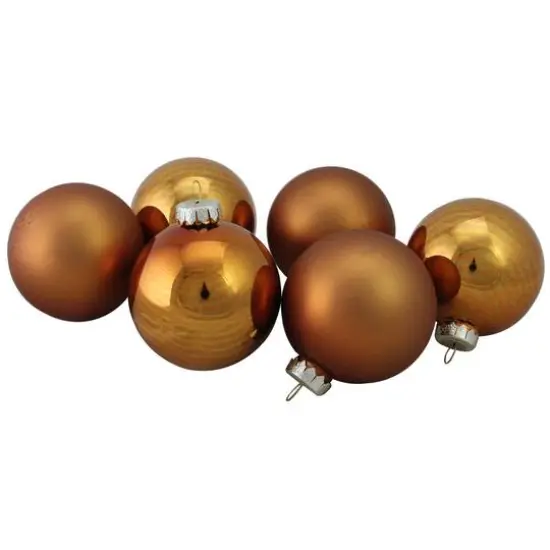 6ct. Bronze & Amber 2-Finish Glass Ball Ornaments {3}
