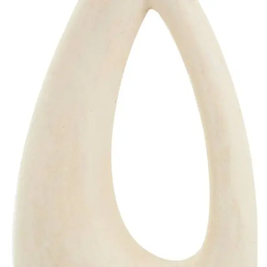 18" Beige Paper Mache Abstract Curved Vase with Handle {7}