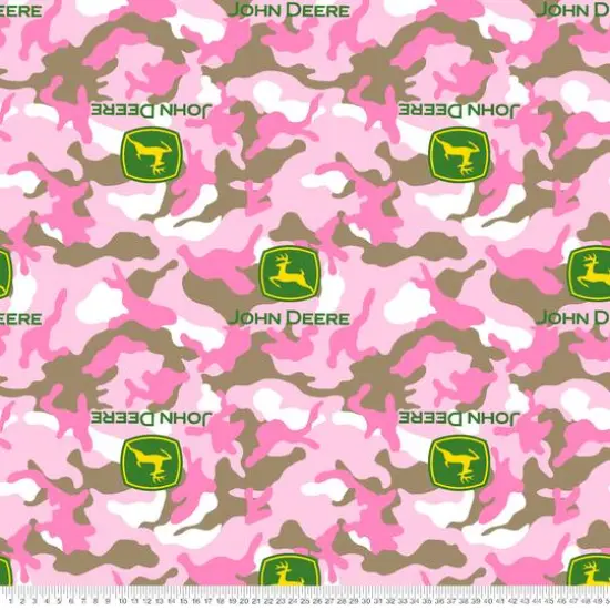 Springs Creative John Deere Logo on Pink Camo Fleece {1}