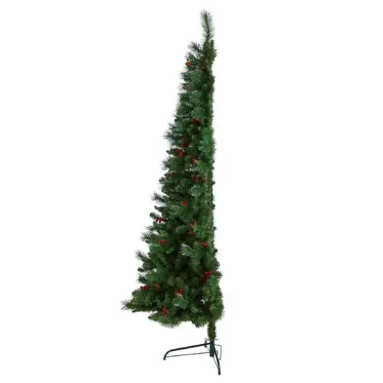 7ft. Pre-Lit Flat Back Montreal Mountain Pine Artificial Christmas Tree, White LED Lights {7}