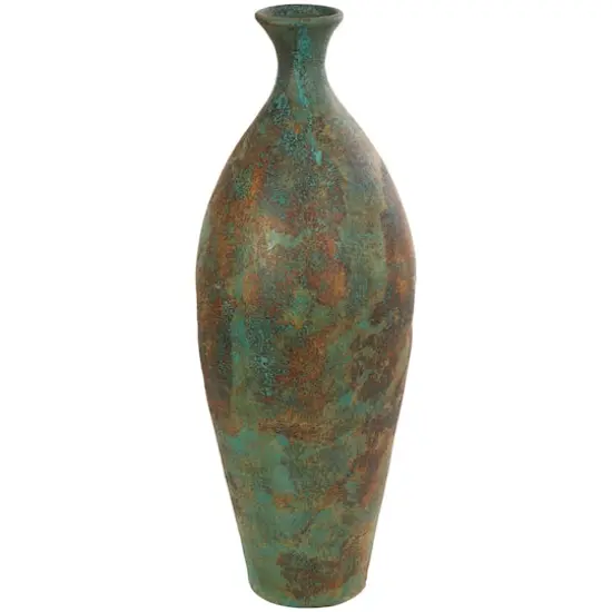2.5ft. Green Ceramic Tall Distressed Antique Style Vase {1}