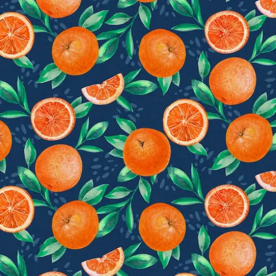 Fabric Editions Navy Orange Grove Cotton Fabric {1}