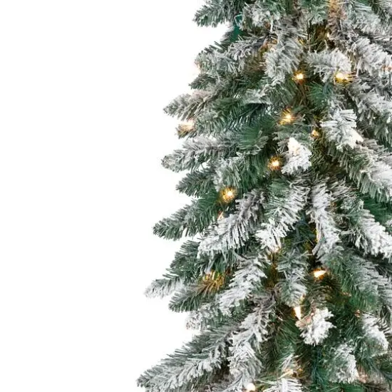 6ft. Pre-Lit Pencil Flocked Alpine Artificial Christmas Tree, Clear Lights {6}