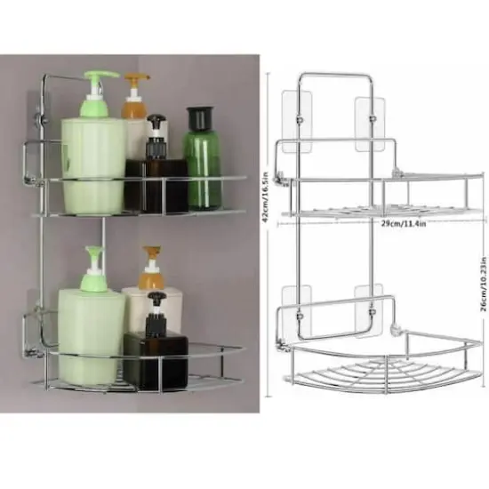 Silver 2-Tier Bathroom Shelf Storage {1}