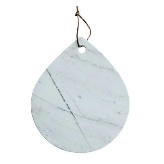 Hello Honey&reg; 14" White M&eacute;lange Marble Board with Handle {3}
