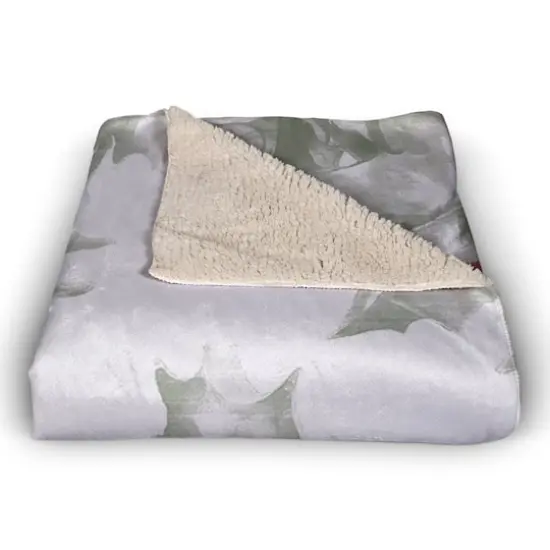 Holly Berry Leaves 50x60 Sherpa Fleece Blanket {3}