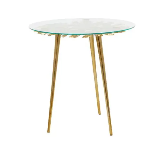Gold Aluminum Modern Accent Table, 22" x 22" x 22" {4}