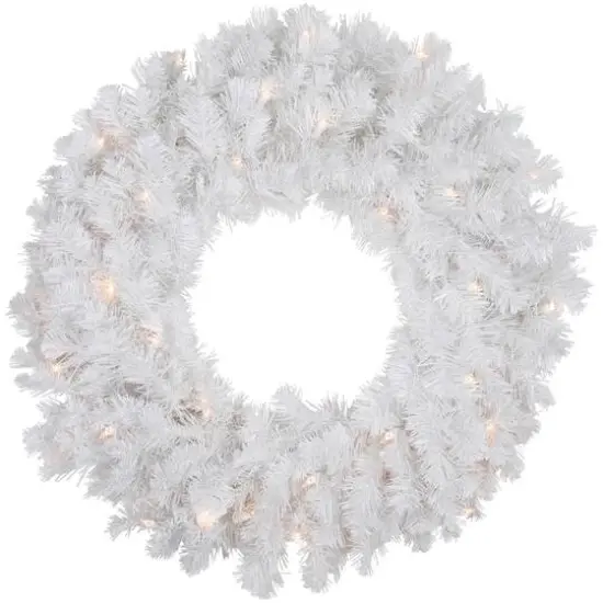 24" Pre-Lit White Artificial Christmas Pine Wreath {1}
