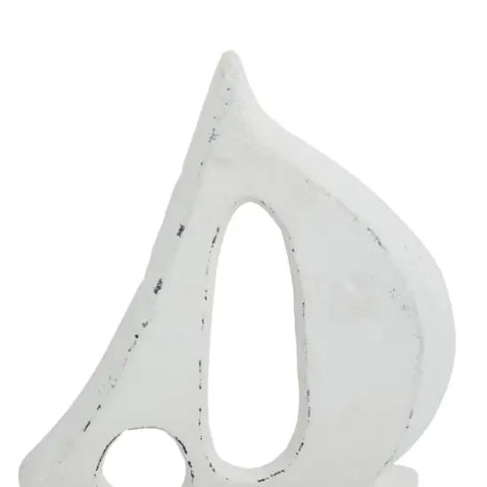 Set of 3 White Wood Coastal Sculptures, 11" x 8" x 5" {6}