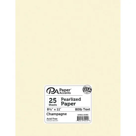 PA Paper&trade; Accents Pearlized 8.5" x 11" 80lb. Paper, 25 Sheets Champagne {1}