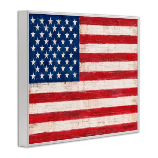 Stupell Industries Rustic American Flag Red White Blue Distressed Pattern Framed Giclee Art {4}