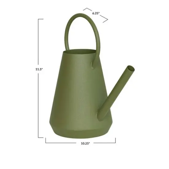 Hello Honey&reg; 11.5" Matte Green Textured Metal Garden Watering Can {6}