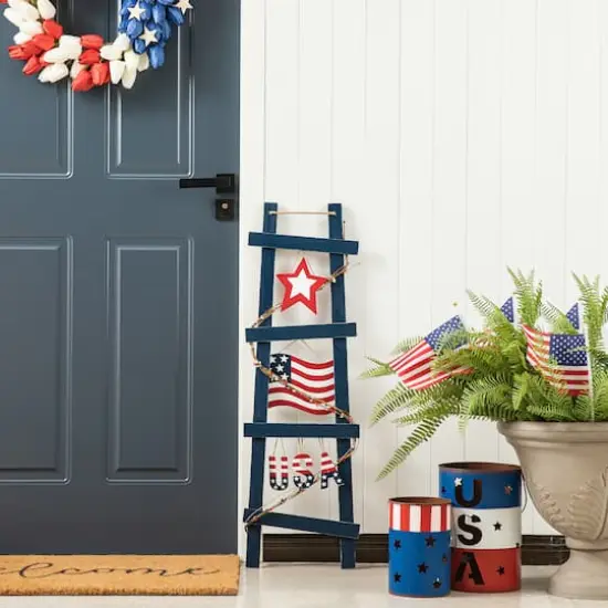 Glitzhome® 36" Patriotic Americana Ladder-Shaped Porch Décor {4}