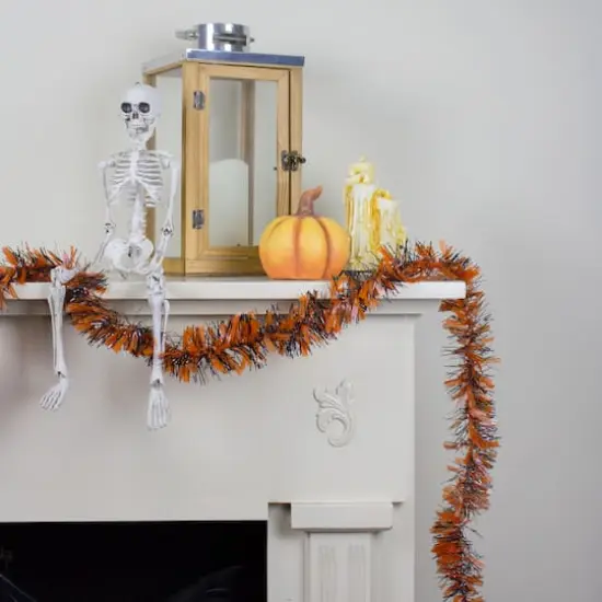 50ft. Orange & Black Halloween Tinsel Garland {4}