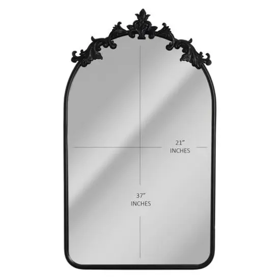 Head West Vintage Arched Black Ornate Metal Frame Mirror {7}