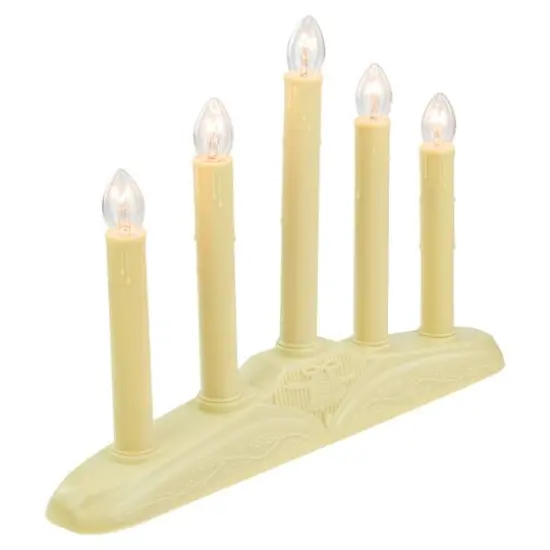 14.5" Ivory 5-Lights Christmas Chandelier on Holly Berry & Bell Base Candle Lamp {4}