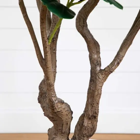 6ft. Artificial Grand Fiddle Leaf Tree in White Decorative Planter {5}