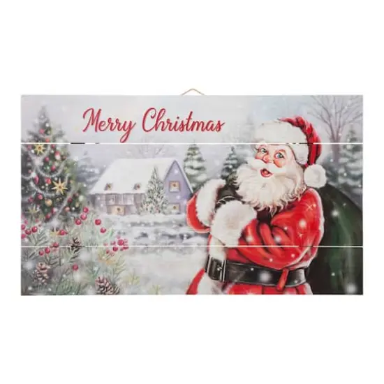 Glitzhome&reg; 24" LED Wooden Santa Wall D&eacute;cor {7}