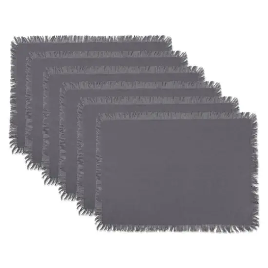 DII&reg; Solid Gray Heavyweight Fringed Placemats, 6ct. {1}