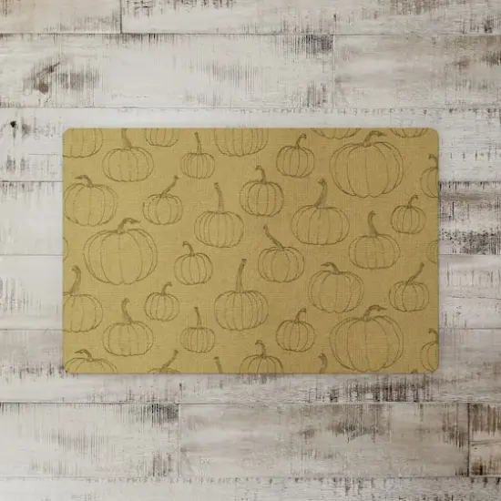Mustard Yellow Pumpkin Pattern Floor Mat {3}