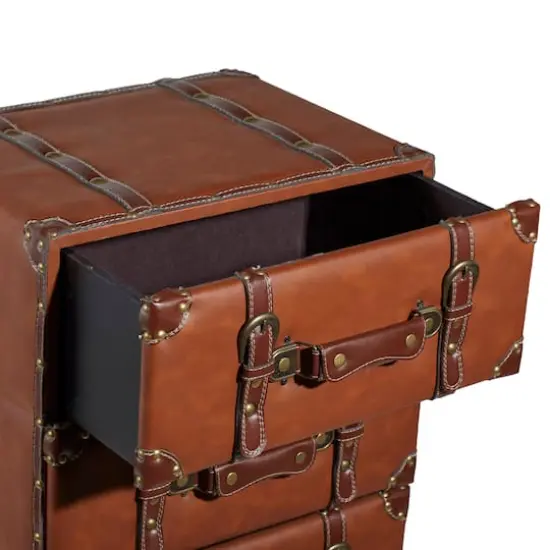 42" Tan Faux Leather Traditional Chest {3}
