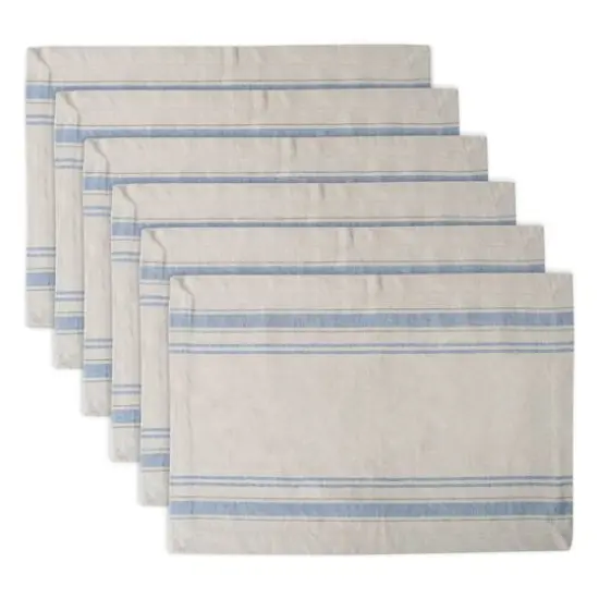 DII&reg; French Stripe Placemats, 6ct. Nautical Blue {1}