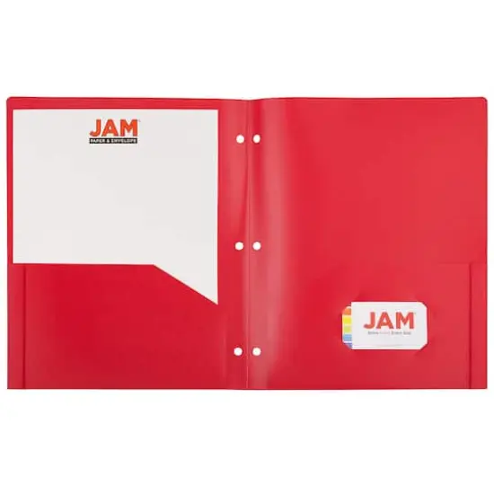 JAM Paper 9.5" x 11.5" Assorted Primary Colors Plastic 2 Pocket School POP Folders, 6ct. {5}