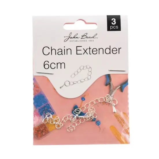 John Bead Must Have Findings 6cm Chain Extenders, 3ct. Silver {4}